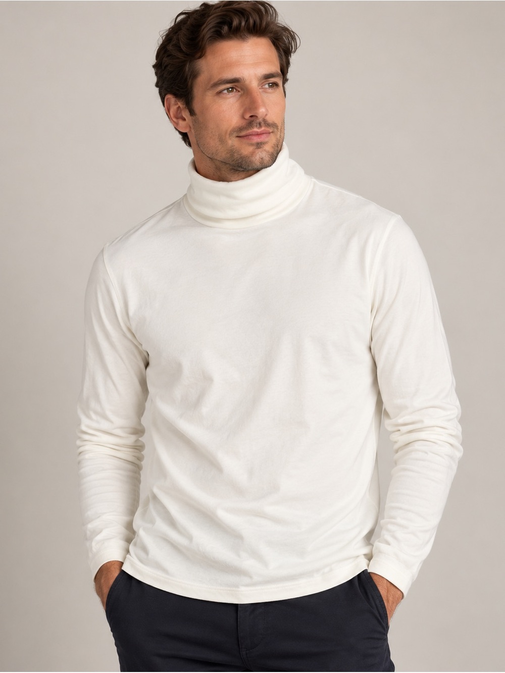 Todd Snyder New York Men’s White Turtleneck Shirt Size M 100% Cotton Portugal